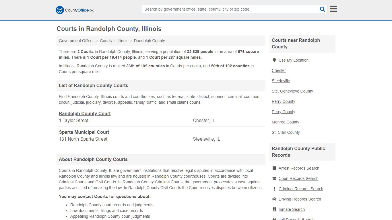 Courts - Randolph County, IL (Court Records & Calendars)